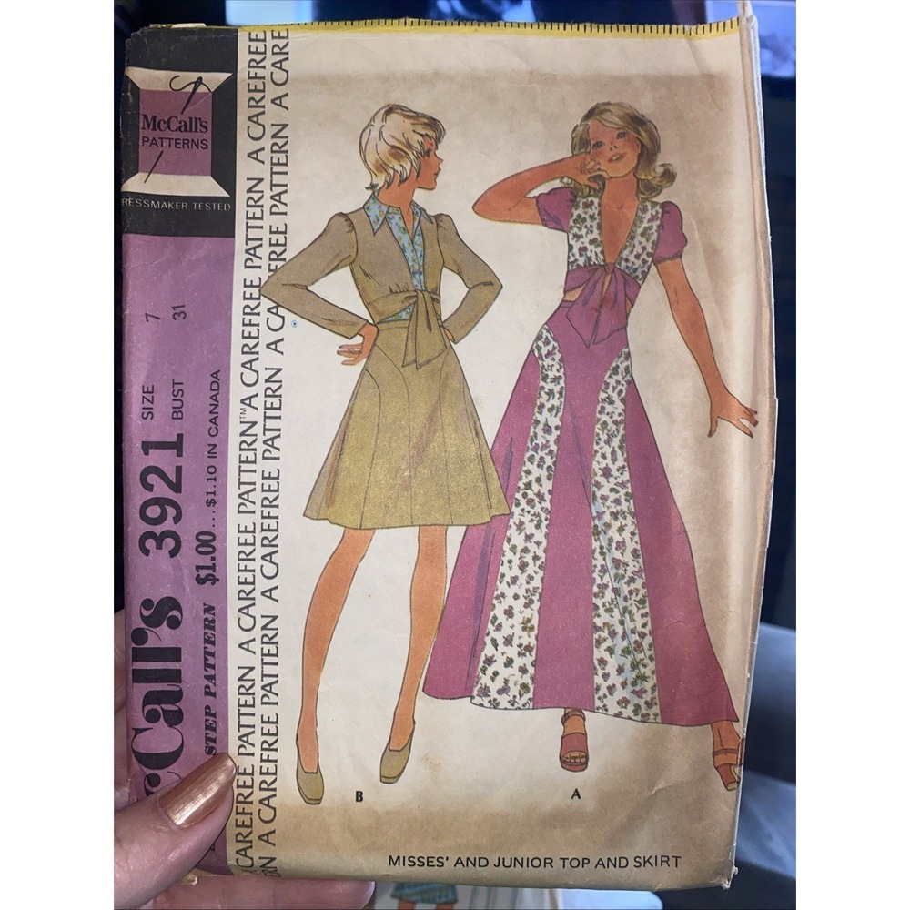 Vintage 1973 McCalls 3921 Junior Skirt Top Sewing Pattern Size 7 Cut Complete